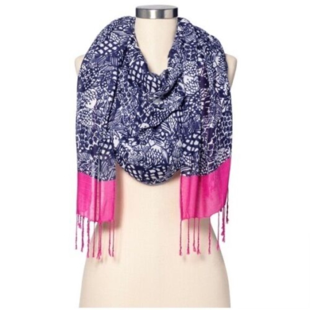 Lilly Pulitzer for Target Large Scarf / Wrap in Navy Blue, White and Hot Pink
